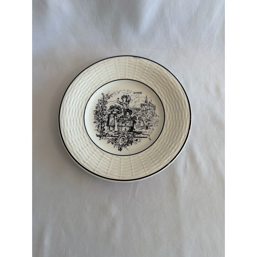 Antique French Digoin Sarreguemines Octobre 'Les Mois' Transferware Plate